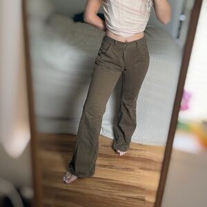John Galt Brandy Melville Olive Low Rise Utility Pants cargo s